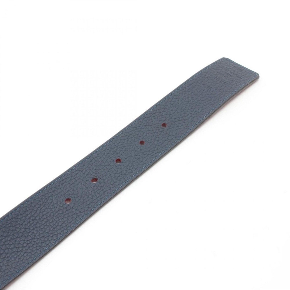 LOUIS VUITTON Ceinture LV Initial belt M9123 leather Navy Red Used Women LV